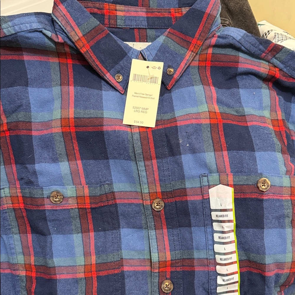Duluth Trading Co Blue and Red Checkered Shirt